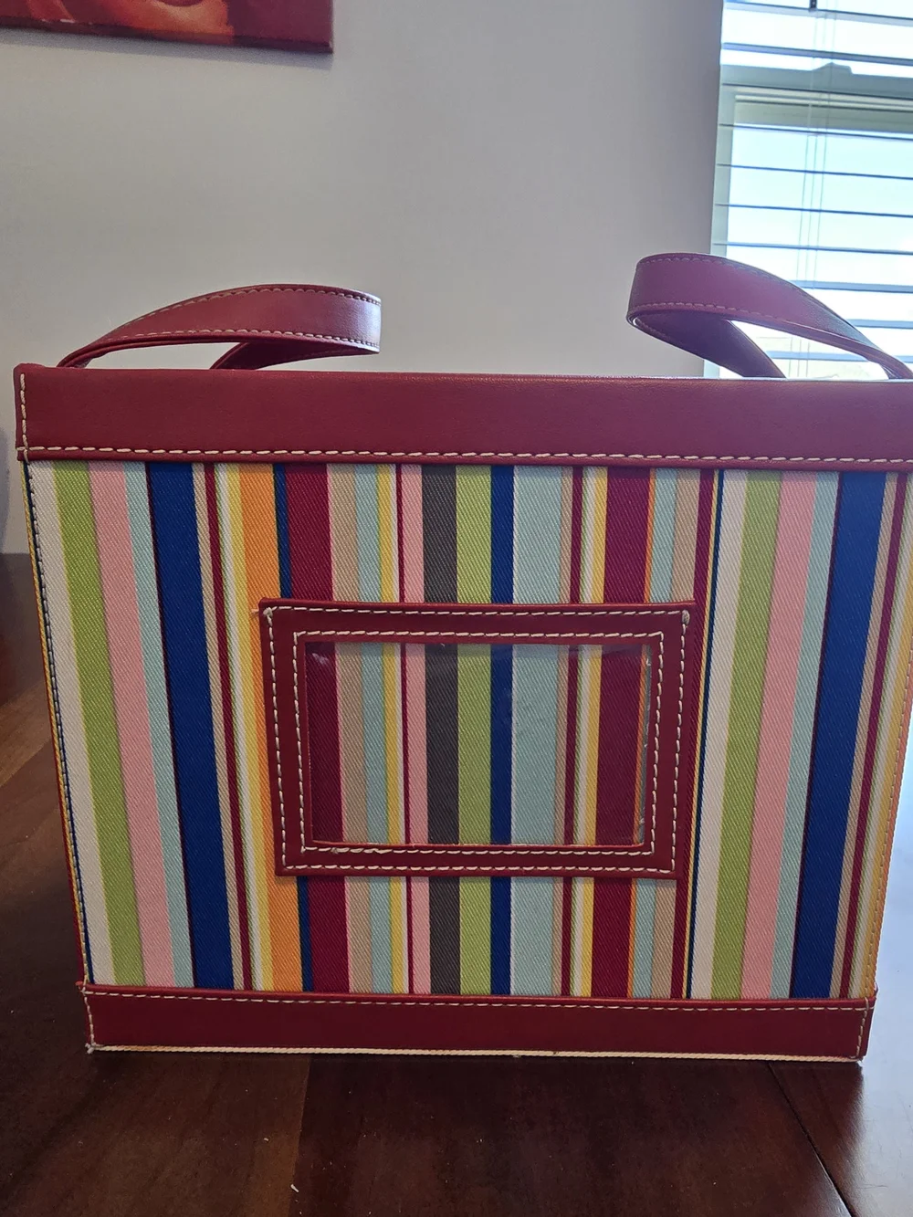 Striped Red Accent Storage Tote-Home Storage & Organization, Excellent Condition